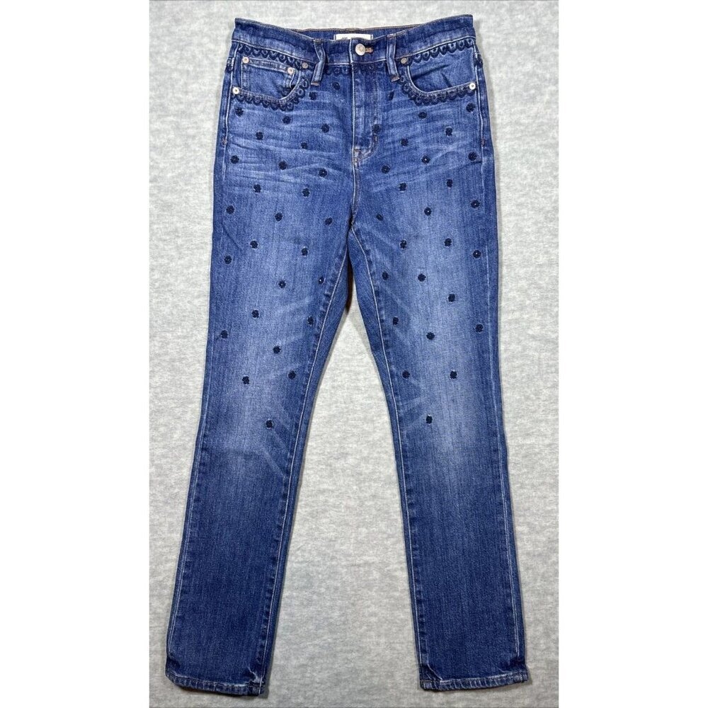Madewell High Rise Slim Boyfriend‎ Embroidered Flowers Women’s Jeans 26